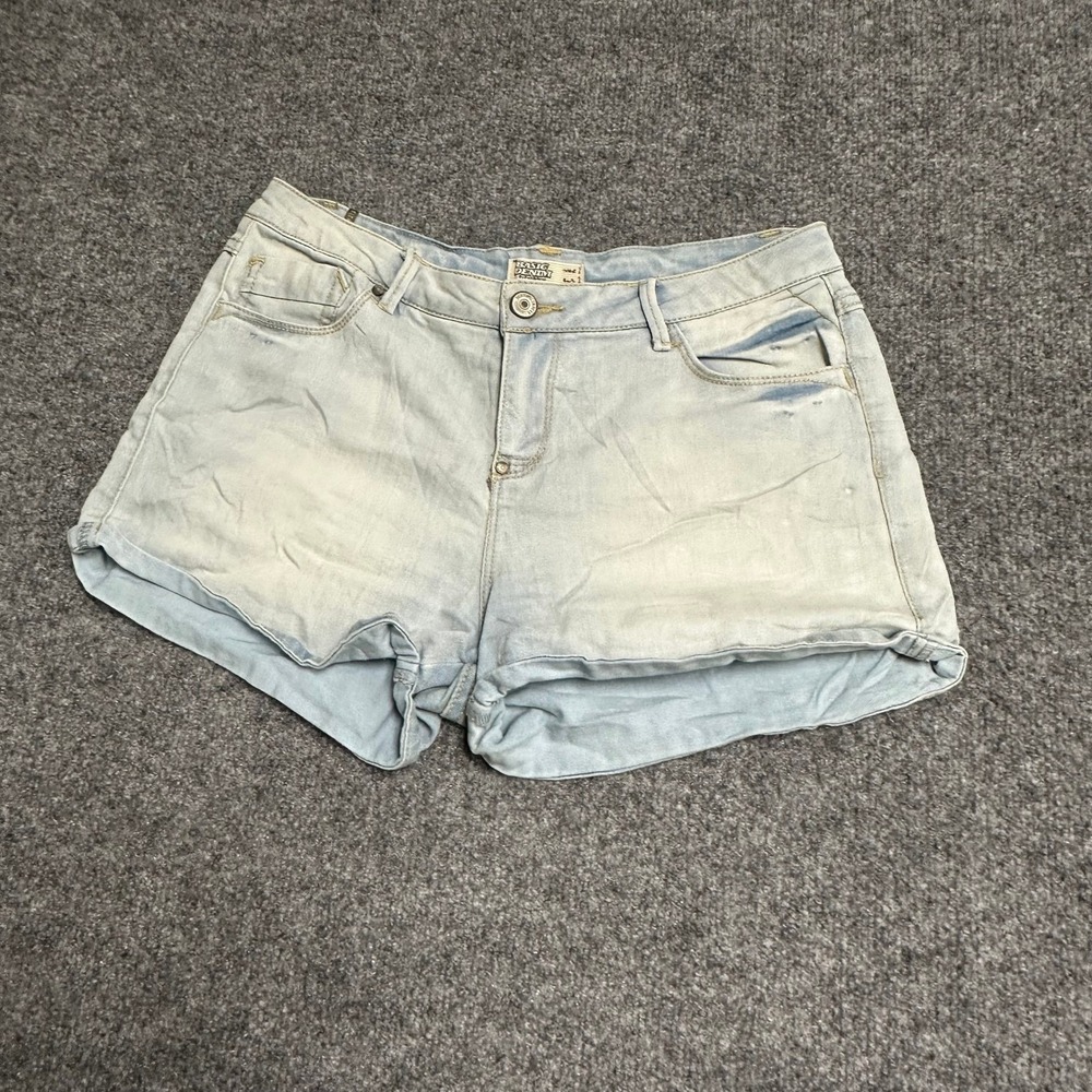Basic Denim Shorts Womens Size 9 Light Wash Mini Casual Rolled Cuff Summer